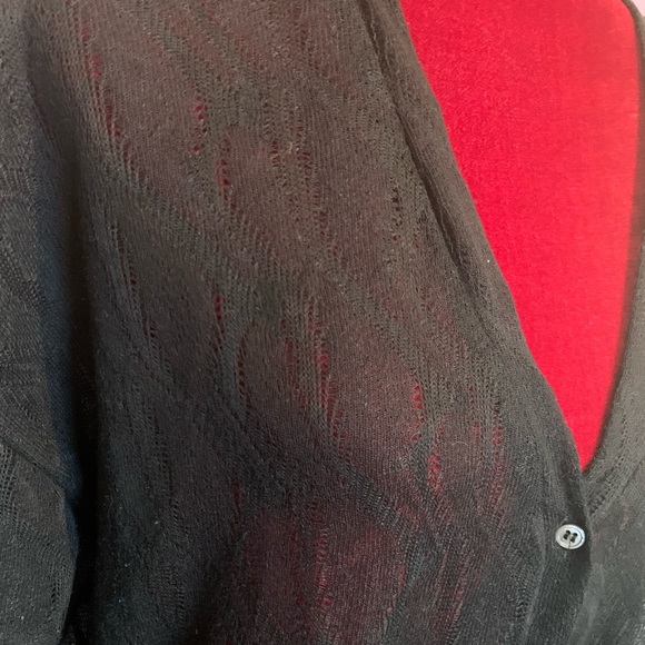 Black Delicate Knit Floral Back Cardigan - Picture 2 of 7